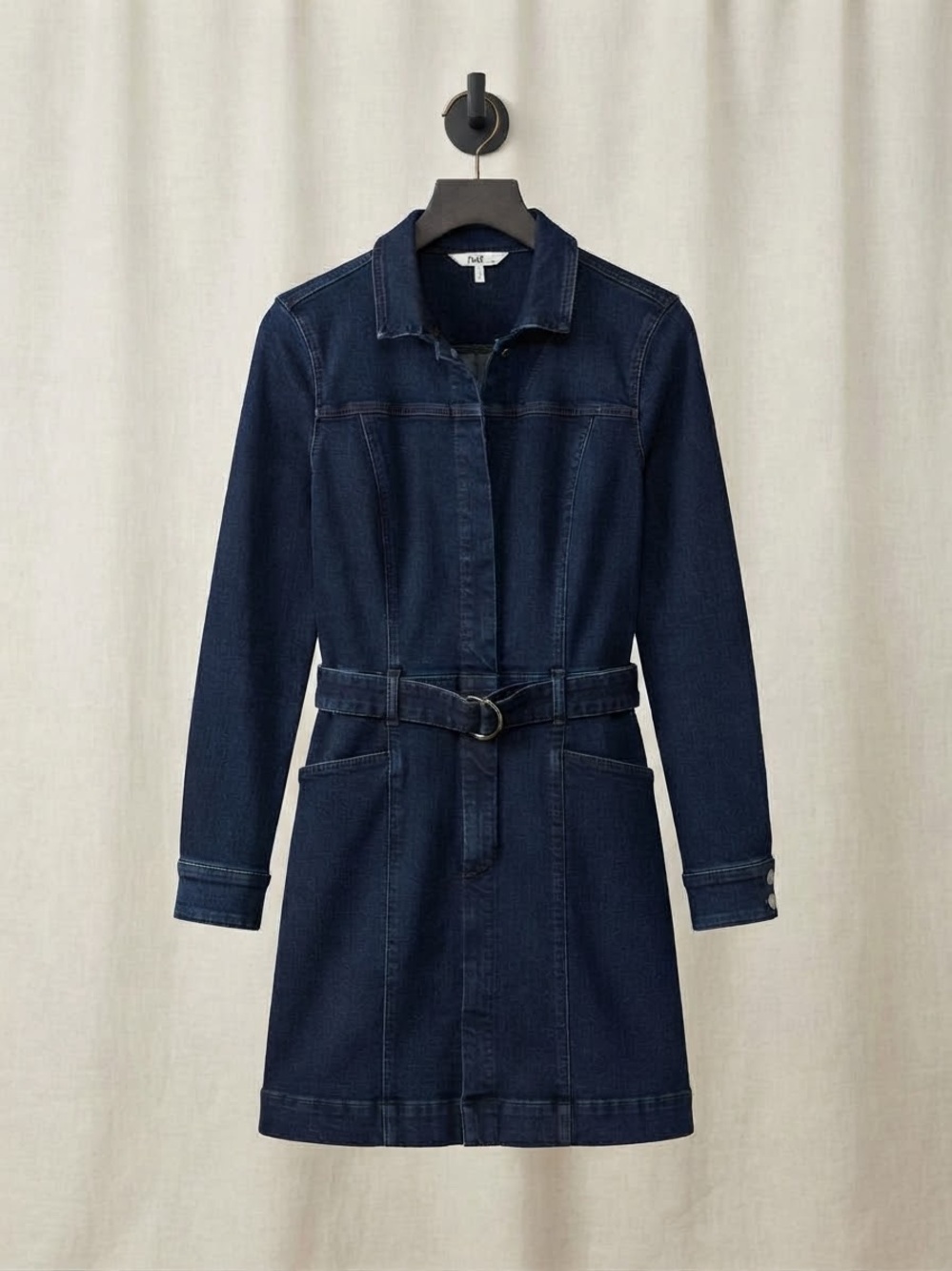 PAIGE Dark Indigo Denim Belted  Dress